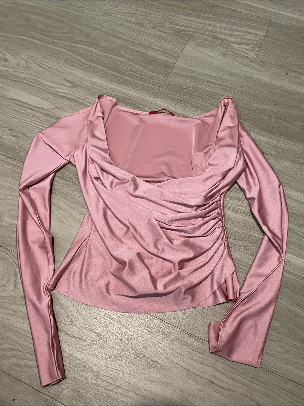 Women’s Pink Draped Long-Sleeve Top